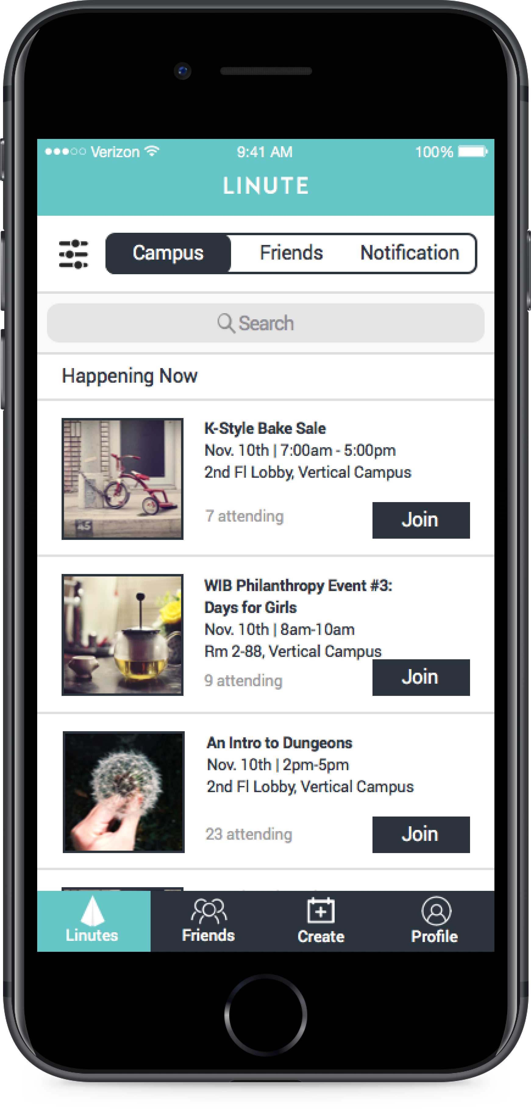 Linute's Home screen.